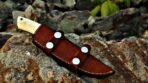 Damascus Skinner Knife — Hand-Forged, Stag Horn Handle, Leather Sheath (RK-429) - Image 5