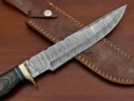 Damascus Bowie Knife — Hand-Forged, Wood Handle, Leather Sheath (RK-399) - Image 4