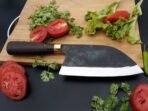 Damascus Cleaver — Hand-Forged, Stag Horn Handle, Leather Sheath - Image 4