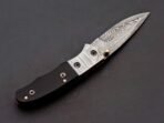 Damascus Folding Pocket Knife — Hand-Forged, 7" Overall, Leather Sheath - Image 4