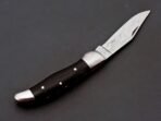 Damascus Folding Pocket Knife — Hand-Forged, 8" Overall, Leather Sheath (RK-445) - Image 4