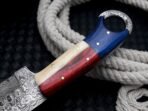 Damascus Skinner Knife — Hand-Forged, Stag Horn Handle, Leather Sheath (RK-449) - Image 4