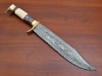 Damascus Bowie Knife — Hand-Forged, Wood Handle, Leather Sheath (RK-455) - Image 3
