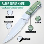 Damascus Skinner Knife — Hand-Forged, Hardwood Handle, Leather Sheath (RK-460) - Image 5