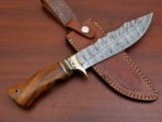 Damascus Bowie Knife — Hand-Forged, Wood Handle, Leather Sheath (RK-401) - Image 7