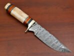 Damascus Bowie Knife — Hand-Forged, Bone Handle, Leather Sheath - Image 4