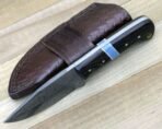 Damascus Skinner Knife — Hand-Forged, Wood Handle, Leather Sheath (RK-406) - view 4