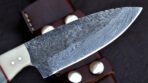 Damascus Skinner Knife — Hand-Forged, Stag Horn Handle, Leather Sheath (RK-415) - Image 5
