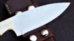 Damascus Skinner Knife — Hand-Forged, Stag Horn Handle, Leather Sheath (RK-416) - Image 5