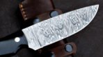 Damascus Skinner Knife, Hand-Forged, Micarta Handle, Leather Sheath - view 5