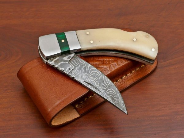 RK-424 Damascus Pocket knife Damascus Folding Knife Hand Forged knife Every Day Carry Knife Back lock Damascus Knives USA Made Gift For Him Gift For Her