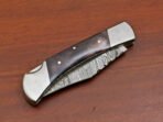 Damascus Folding Pocket Knife — Hand-Forged, 9" Overall, Camel Bone Handle, Leather Sheath (RK-425) - Image 5