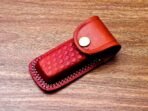 Damascus Folding Pocket Knife — Hand-Forged, 7" Overall, Wood Handle, Leather Sheath - Image 5