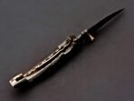Damascus Folding Pocket Knife — Hand-Forged, 8″ Overall, Leather Sheath - view 5
