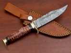 Damascus Bowie Knife — Hand-Forged, Camel Bone Handle, Leather Sheath - Image 4