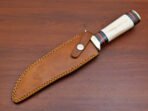 Damascus Bowie Knife — Hand-Forged, Stag Horn Handle, Leather Sheath (RK-457) - Image 5