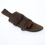 Damascus Skinner Knife — Hand-Forged, Hardwood Handle, Leather Sheath - Image 5