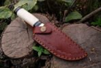 Damascus Bowie Knife — Hand-Forged, Stag Horn Handle, Leather Sheath (RK-462) - Image 5