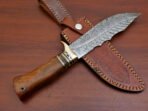 Damascus Bowie Knife — Hand-Forged, Wood Handle, Leather Sheath (RK-401) - Image 6
