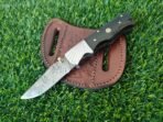 Damascus Folding Pocket Knife — Hand-Forged, 7.5" Overall, Resin Handle, Leather Sheath - Image 5