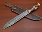 Damascus Bowie Knife — Hand-Forged, Wood Handle, Leather Sheath - Image 6