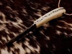 Damascus Bull Cutter Knife — Hand-Forged, Bone Handle, Leather Sheath - Image 6