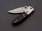 Damascus Folding Pocket Knife — Hand-Forged, 7″ Overall, Leather Sheath - view 6