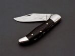 Damascus Folding Pocket Knife — Hand-Forged, 8" Overall, Leather Sheath (RK-445) - Image 6