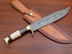Damascus Bowie Knife — Hand-Forged, Wood Handle, Leather Sheath (RK-455) - Image 5