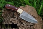 Damascus Skinner Knife — Hand-Forged, Hardwood Handle, Leather Sheath (RK-463) - Image 4