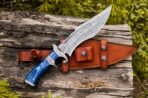 Damascus Bowie Knife — Hand-Forged, Stag Horn Handle, Leather Sheath (RK-464) - Image 6