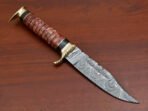 Damascus Bowie Knife — Hand-Forged, Camel Bone Handle, Leather Sheath - Image 5
