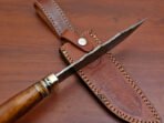 Damascus Bowie Knife — Hand-Forged, Wood Handle, Leather Sheath (RK-401) - Image 5