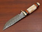 Damascus Bowie Knife — Hand-Forged, Bone Handle, Leather Sheath - Image 6