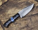Damascus Skinner Knife — Hand-Forged, Wood Handle, Leather Sheath (RK-406) - view 6