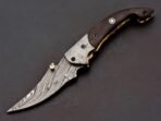 Damascus Folding Pocket Knife — Hand-Forged, 8″ Overall, Leather Sheath - view 10