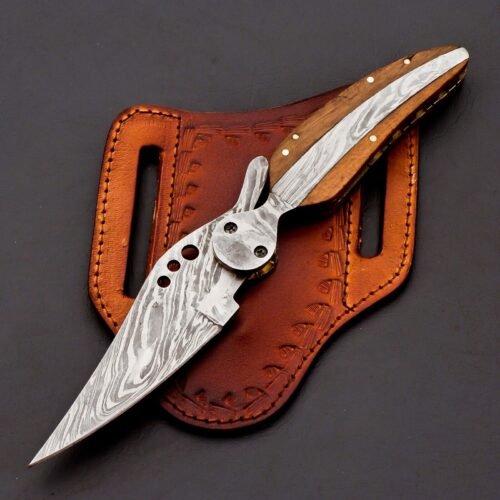 RK-446 Fantastic Art Damascus Pocket Leaf knife Damascus Handle Hand Forged knife Every Day Carry Knife Damascus Knives USA Made Gift For Him Gift For Her