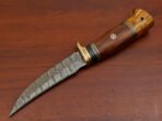 Damascus Skinner Knife — Hand-Forged, Wood Handle, Leather Sheath (RK-454) - Image 10