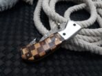 Damascus Folding Pocket Knife — Hand-Forged, 8" Overall, Wood Handle, Leather Sheath - Image 7