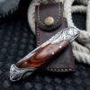 RK-438 Engraved Back Lock Damascus Pocket knife Damascus Folding Knife Hand Forged knife Every Day Carry Knife Damascus Knives USA Made Gift For Him Gift For Her - Image 7