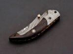 Damascus Folding Pocket Knife — Hand-Forged, 8″ Overall, Leather Sheath - view 7