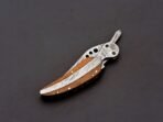 Damascus Folding Pocket Knife — Hand-Forged, 8" Overall, Wood Handle, Leather Sheath (RK-446) - Image 7