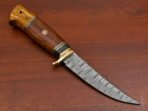 Damascus Skinner Knife — Hand-Forged, Wood Handle, Leather Sheath (RK-454) - Image 6
