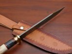 Damascus Bowie Knife — Hand-Forged, Wood Handle, Leather Sheath (RK-455) - Image 6