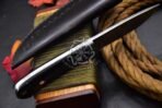Damascus Skinner Knife — Hand-Forged, Stag Horn Handle, Leather Sheath (RK-495) - Image 7