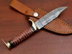 Damascus Bowie Knife — Hand-Forged, Camel Bone Handle, Leather Sheath - Image 6