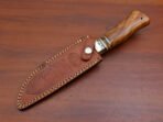 Damascus Bowie Knife — Hand-Forged, Wood Handle, Leather Sheath (RK-401) - Image 8