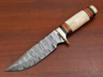 Damascus Bowie Knife — Hand-Forged, Bone Handle, Leather Sheath - Image 7
