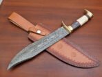 Damascus Bowie Knife — Hand-Forged, Wood Handle, Leather Sheath (RK-455) - Image 9