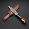 RK-456 Handmade Damascus Hunting Camping Knife Forged Damascus Knives Stag Bull Horn Handle  Beautiful Art Best Gift For Him and Her USA made Knives - Image 4